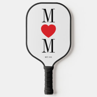 Raquette De Pickleball Maman minimaliste avec cœur rouge