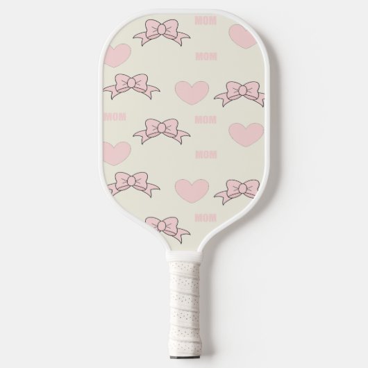 Raquette De Pickleball Maman rose motif sur crème (Recto)