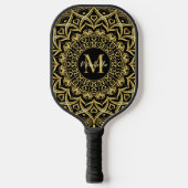 Raquette De Pickleball Mandala Monogrammé noir et or (Recto)