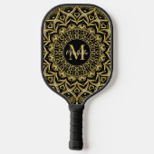 Raquette De Pickleball Mandala Monogrammé noir et or (Verso)