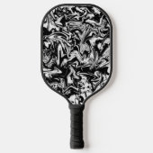Raquette De Pickleball Marbleized Noir et Blanc Moderne Artwork Abstrait (Recto)