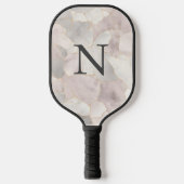 Raquette De Pickleball Marbre d'or blanc gris rose monogramme (Recto)