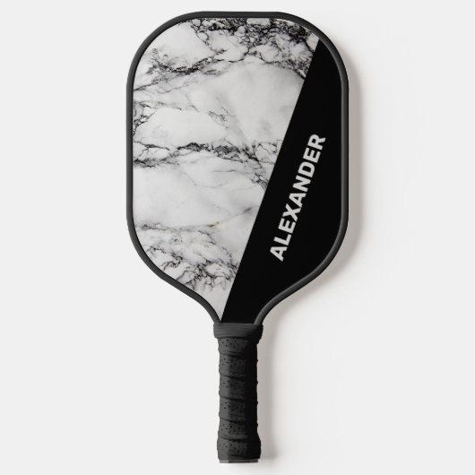 Raquette De Pickleball Marbre noir et gris (Recto)