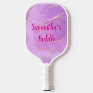 Raquette De Pickleball Marbre Rose Nom Personnalisé