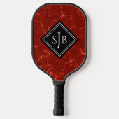 Raquette De Pickleball Marbre Rouge Élégant Diamant Noir Monogramme (Verso)