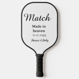 Raquette De Pickleball Mariage fait au ciel nom date simple calligraphie