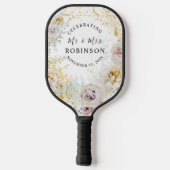 Raquette De Pickleball Mariage Personnalisé Fleur Or (Verso)
