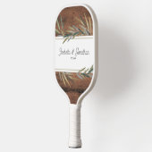 Raquette De Pickleball Mariage Rustic Wood Grain Couple Nom Date Personna (Gauche)