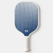 Raquette De Pickleball Marine rayée Bleu et blanc Moderne Abstrait Person (Recto)