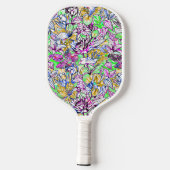Raquette De Pickleball Marque de bagage de fleurs abstraites joliment col (Verso)