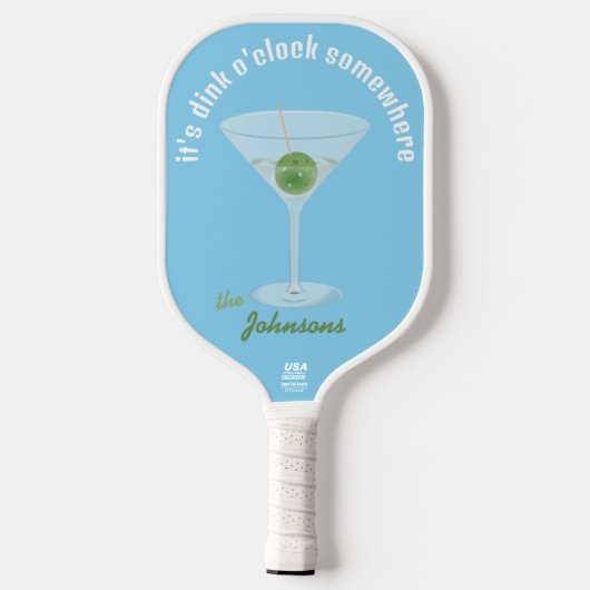Raquette De Pickleball Martini de chiche personnalisée Dink O'Clock - Ble (Verso)