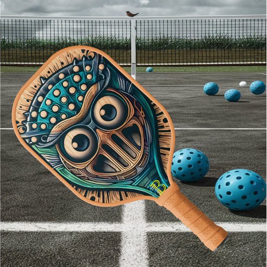 Raquette De Pickleball Masque énigmatique sculpté sur plaque de bois Imag