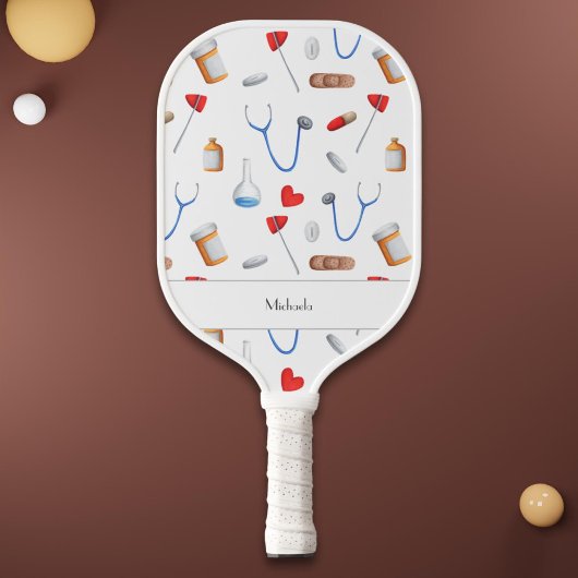 Raquette De Pickleball Médecin Infirmière Motif de matériel Médicale