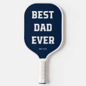 Raquette De Pickleball Meilleur papa jamais | Bold Modern Navy Blue (Verso)
