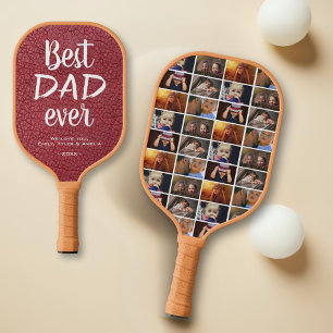 Raquette De Pickleball Meilleur papa jamais cuir rouge Imprimer 6 photo C