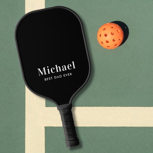 Raquette De Pickleball Meilleur papa jamais Monogramme Noir