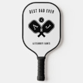 Raquette De Pickleball Meilleur papa jamais noir et blanc Monogramme (Verso)