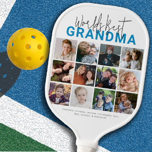 Raquette De Pickleball Meilleure grand-mère de mondes bleus Photomontag