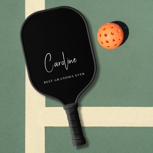 Raquette De Pickleball Meilleure Grand-mère jamais Monogramme Script noir