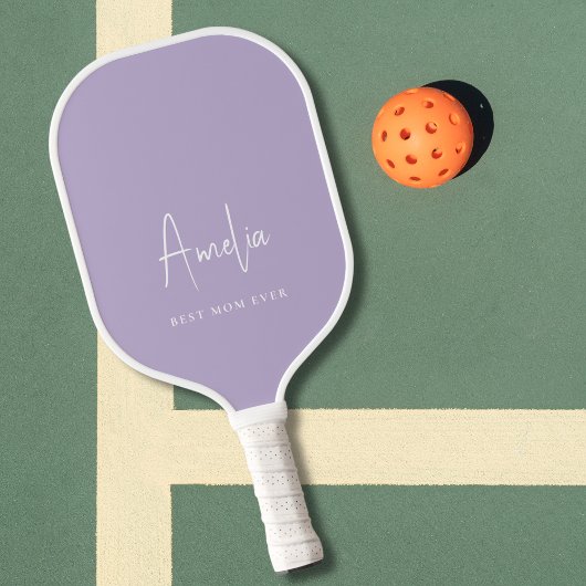 Raquette De Pickleball Meilleure maman jamais Monogramme Lavande Script
