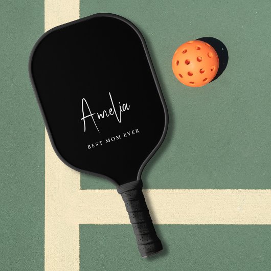 Raquette De Pickleball Meilleure maman jamais Monogramme Script noir