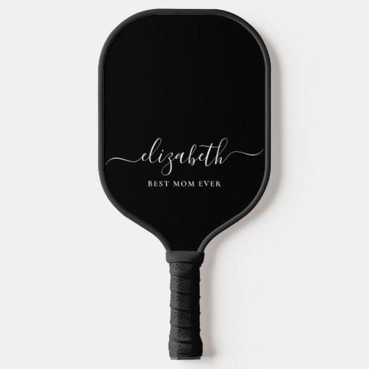 Raquette De Pickleball Meilleure maman jamais Script Monogramme noir (Recto)