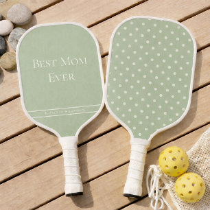 Raquette De Pickleball Meilleure Maman Personnalisée Rose Points Blancs