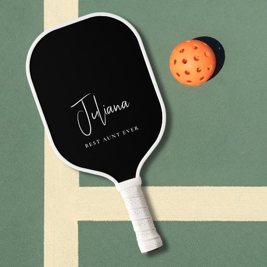 Raquette De Pickleball Meilleure tante jamais Monogramme Script noir