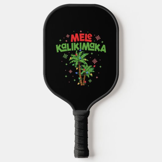 Raquette De Pickleball Mele Kalikimaka Hawaiian Christmas Palm Tree Light (Recto)