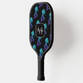 Raquette De Pickleball Mermaid aqua bleu ombre motif Monogramme (Gauche)