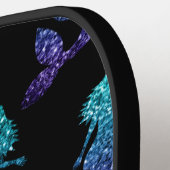 Raquette De Pickleball Mermaid aqua bleu ombre motif Monogramme (Détail gauche)