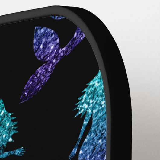 Raquette De Pickleball Mermaid aqua bleu ombre motif Monogramme (Détail gauche)