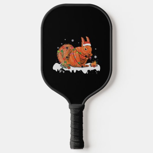 Raquette De Pickleball Merry Christmas Squirrél Christmas Ornament Lights (Recto)