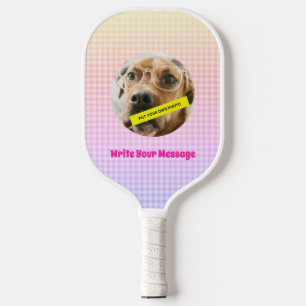 Raquette De Pickleball Message photo de votre chien customisé PInk