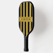 Raquette De Pickleball Metallic Gold Black Strip Custom Name (Gauche)