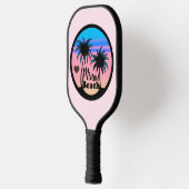 Raquette De Pickleball Miami Beach Bleu et Palmiers roses (Gauche)