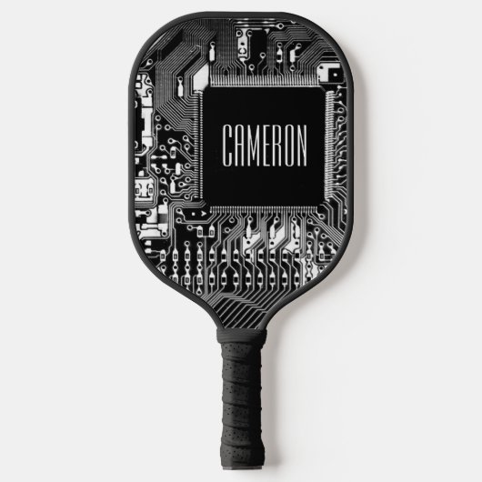 Raquette De Pickleball Microchip Black et White Geeky Custom (Recto)