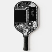 Raquette De Pickleball Microchip Black et White Geeky Custom (Verso)