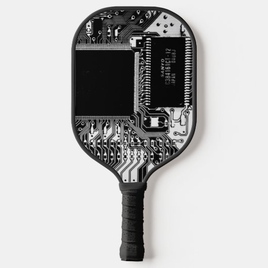 Raquette De Pickleball Microchip Black et White Geeky Custom (Verso)