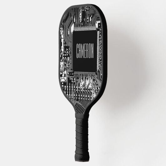 Raquette De Pickleball Microchip Black et White Geeky Custom (Gauche)