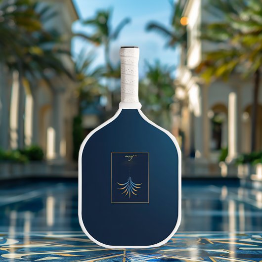 Raquette De Pickleball Midnight Palm Collection Luxe Marine Bleu Logo