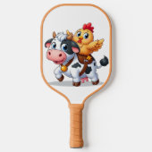 Raquette De Pickleball mignon vache/poulet caricature (Recto)
