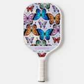 Raquette De Pickleball Mignonne Filles Papillon Motif Whimsical Blue Nom (Verso)