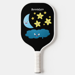 Raquette De Pickleball Mignons étoiles chantant, lune et bande dessinée d