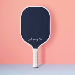 Raquette De Pickleball Miniature moderne marine stylish Script Nom person<br><div class="desc">Découvrez le terrain de pickleball avec notre pagaie de pickleball design et moderne. Arrière - plan et police peuvent être changés dans l'outil de design Zazzle. Conception par Moodthology Papery</div>