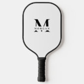 Raquette De Pickleball Minimal White Black Monogram Name personalized (Verso)