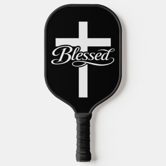 Raquette De Pickleball Minimalist Blessed Cross Christian Faith Design (Recto)