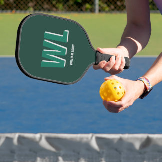 Raquette De Pickleball Minimalist Emerald Green Personalized Monogram 