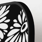 Raquette De Pickleball Minimalist Groovy Black and White Daisy Monogram (Détail gauche)