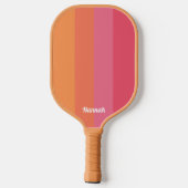 Raquette De Pickleball Minuscules rayures rose et orange modernes personn (Verso)